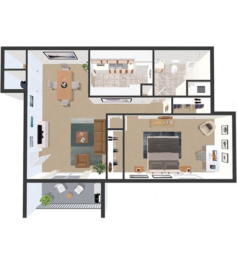 1BD 1 BA GARDEN Floor Plan at Crestview at Louisville Apartments, Louisville, KY